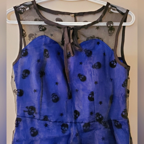 Skull Print 💀 overlay Rockabilly Dress - Size M - Picture 4 of 8